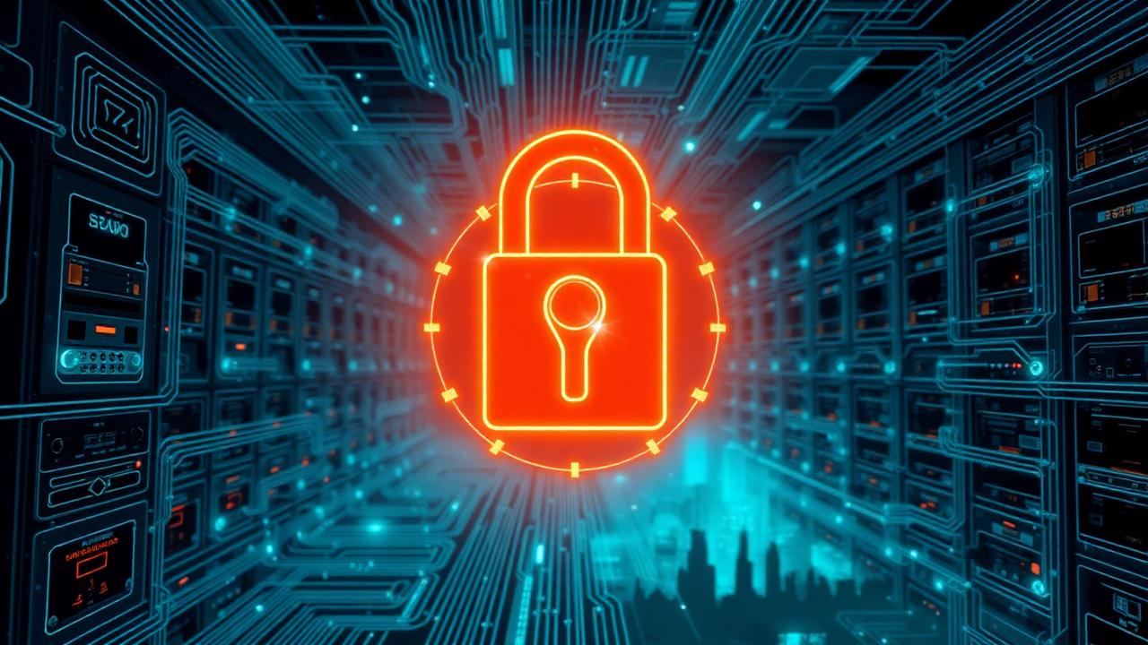 Ein thailändisches Computernetzwerk, das von einer KI überwacht wird und illegale Glücksspielseiten blockiert, mit einem stilisierten Schloss-Symbol über gesperrten Adressen und im Hintergrund verschwommen die Skyline von Bangkok.